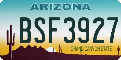 AZ license plate BSF3927