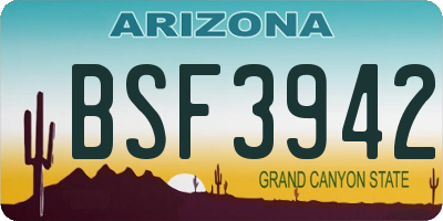 AZ license plate BSF3942