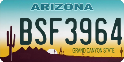 AZ license plate BSF3964