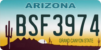 AZ license plate BSF3974