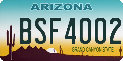 AZ license plate BSF4002