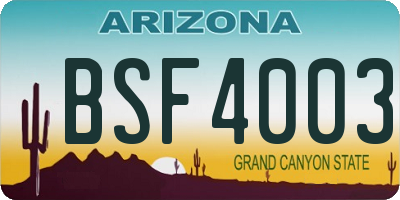 AZ license plate BSF4003