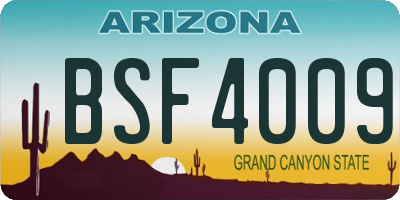 AZ license plate BSF4009