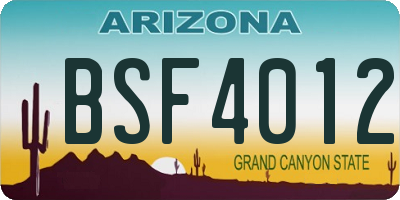 AZ license plate BSF4012