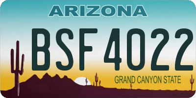 AZ license plate BSF4022