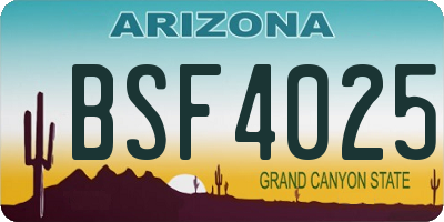 AZ license plate BSF4025
