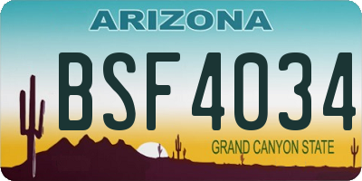 AZ license plate BSF4034