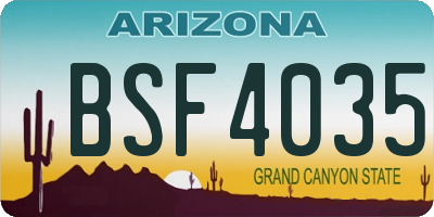 AZ license plate BSF4035