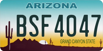 AZ license plate BSF4047