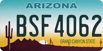 AZ license plate BSF4062
