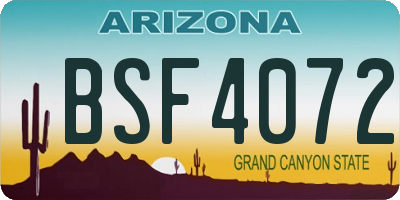 AZ license plate BSF4072