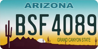 AZ license plate BSF4089