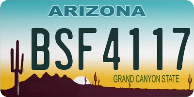 AZ license plate BSF4117
