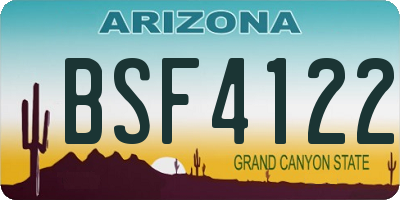 AZ license plate BSF4122