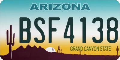 AZ license plate BSF4138