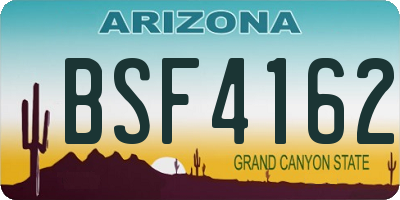 AZ license plate BSF4162