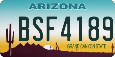 AZ license plate BSF4189