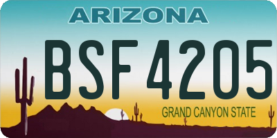 AZ license plate BSF4205