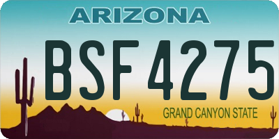 AZ license plate BSF4275