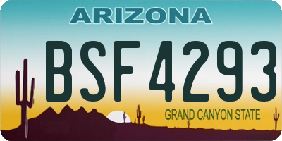 AZ license plate BSF4293