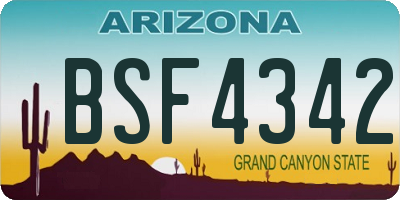 AZ license plate BSF4342