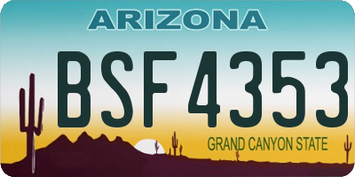 AZ license plate BSF4353