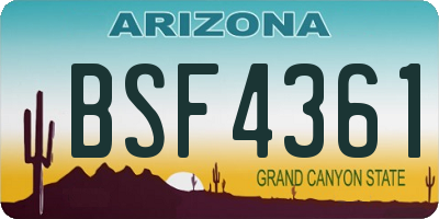 AZ license plate BSF4361