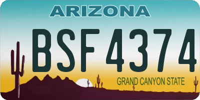 AZ license plate BSF4374