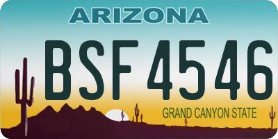 AZ license plate BSF4546