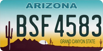 AZ license plate BSF4583