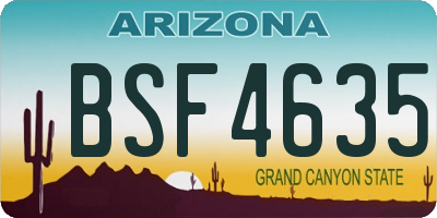 AZ license plate BSF4635