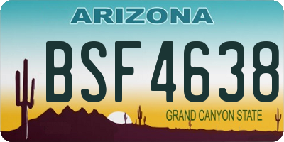 AZ license plate BSF4638