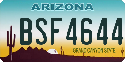 AZ license plate BSF4644