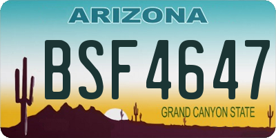 AZ license plate BSF4647