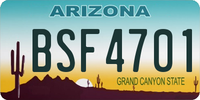 AZ license plate BSF4701