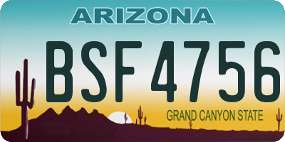 AZ license plate BSF4756