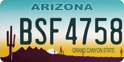 AZ license plate BSF4758