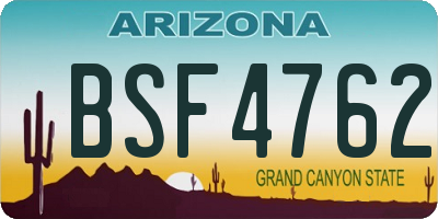 AZ license plate BSF4762