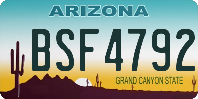 AZ license plate BSF4792