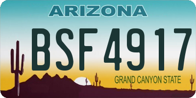 AZ license plate BSF4917