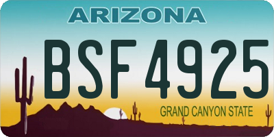 AZ license plate BSF4925