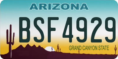 AZ license plate BSF4929