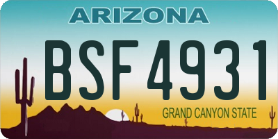 AZ license plate BSF4931