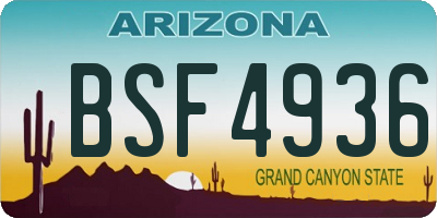 AZ license plate BSF4936