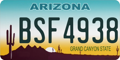 AZ license plate BSF4938