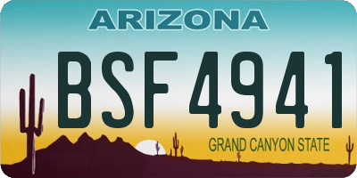 AZ license plate BSF4941