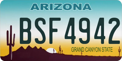 AZ license plate BSF4942