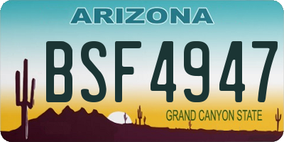 AZ license plate BSF4947