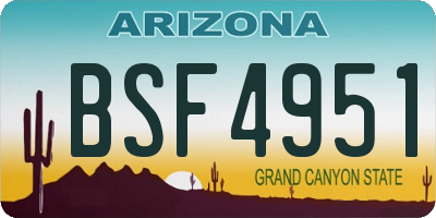 AZ license plate BSF4951