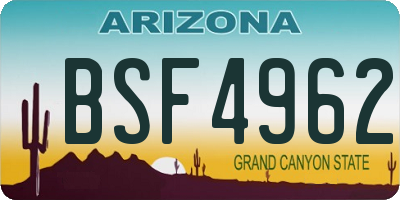 AZ license plate BSF4962